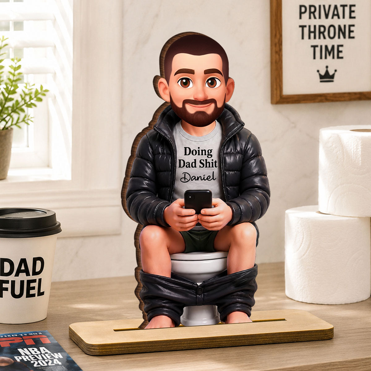 Doing Dad Sh*t Funny - Personalized 2-Layered Wooden Plaque - Funny  Gift for Dad, Husband