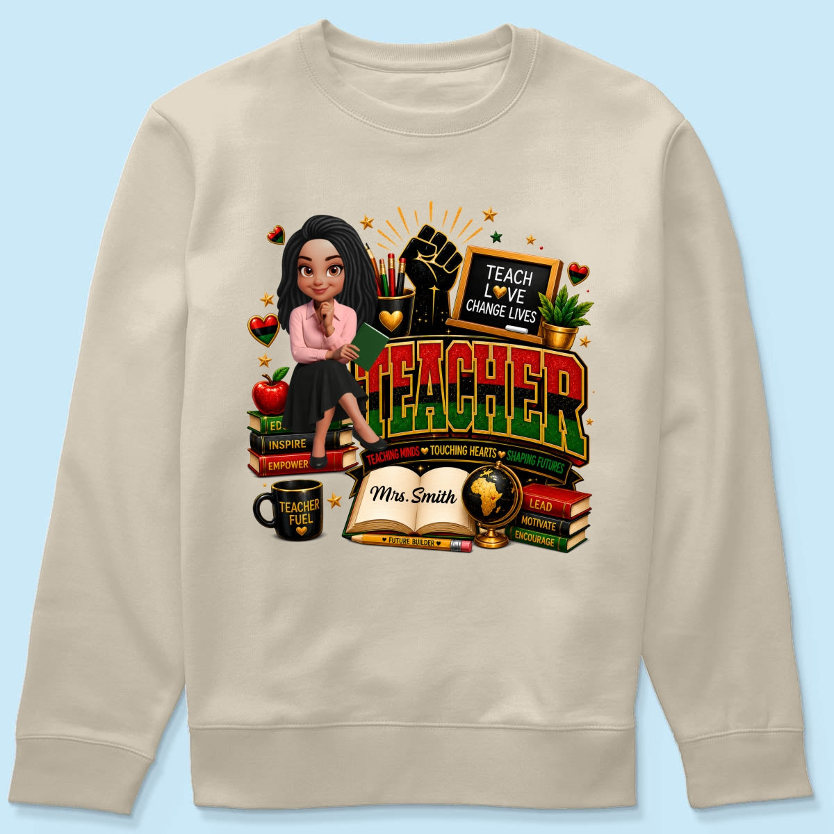 Teach Love Changes Life - Personalized Shirt - African American Teacher Appreciation Gift, Back to School Trendy Tee