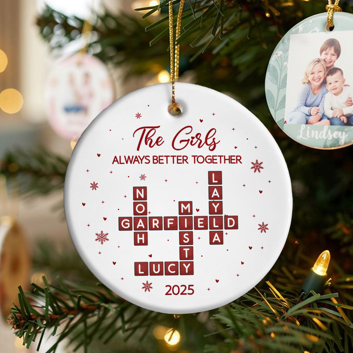 The Girls Always Better Together Festive Crossword Puzzle Art - Personalized Ceramic Ornament - Christmas Gift For Besties