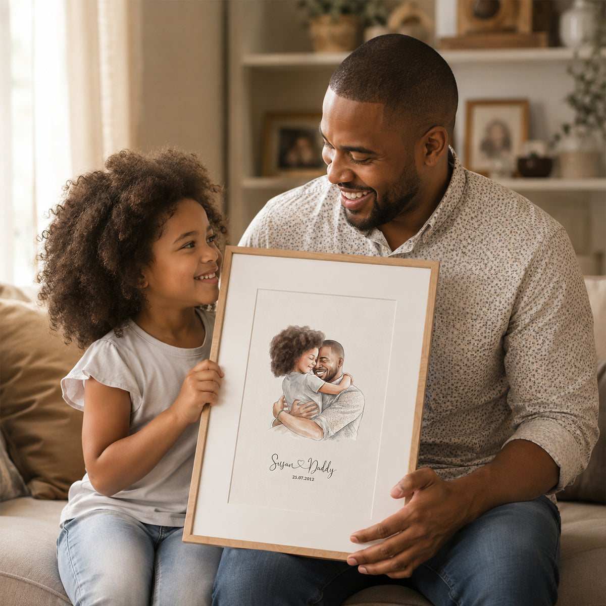 Custom Watercolor Portrait from Photo - Personalized Poster - Father's Day Gift for Dad, Husband