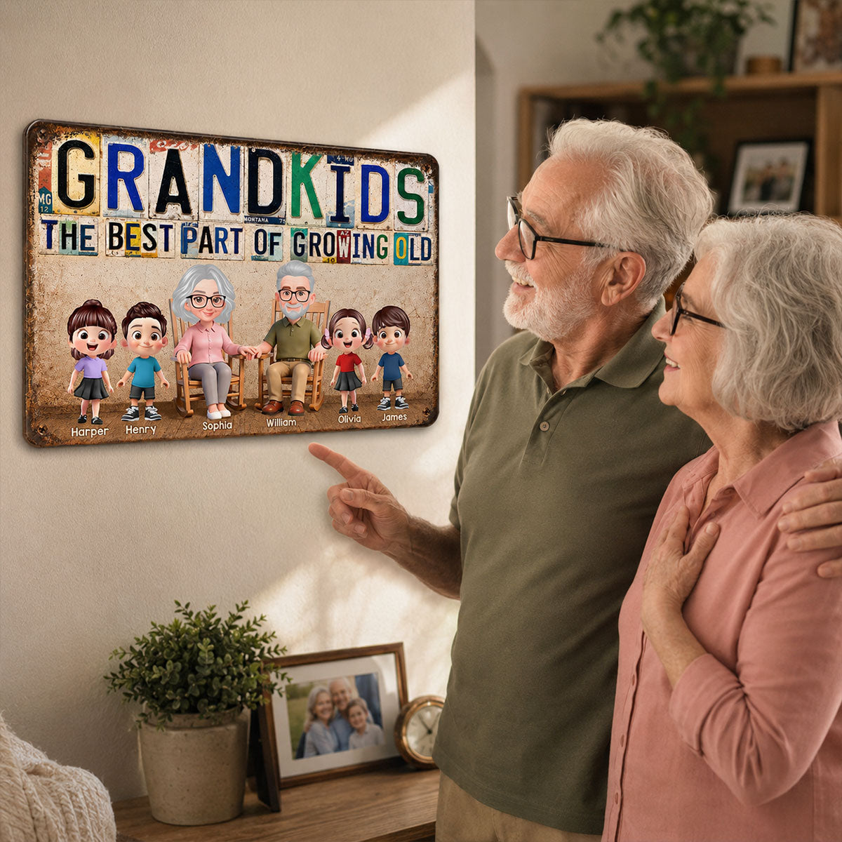 Grandkids The Best Part Of Growing Old License Plate Style - Personalized Metal Sign