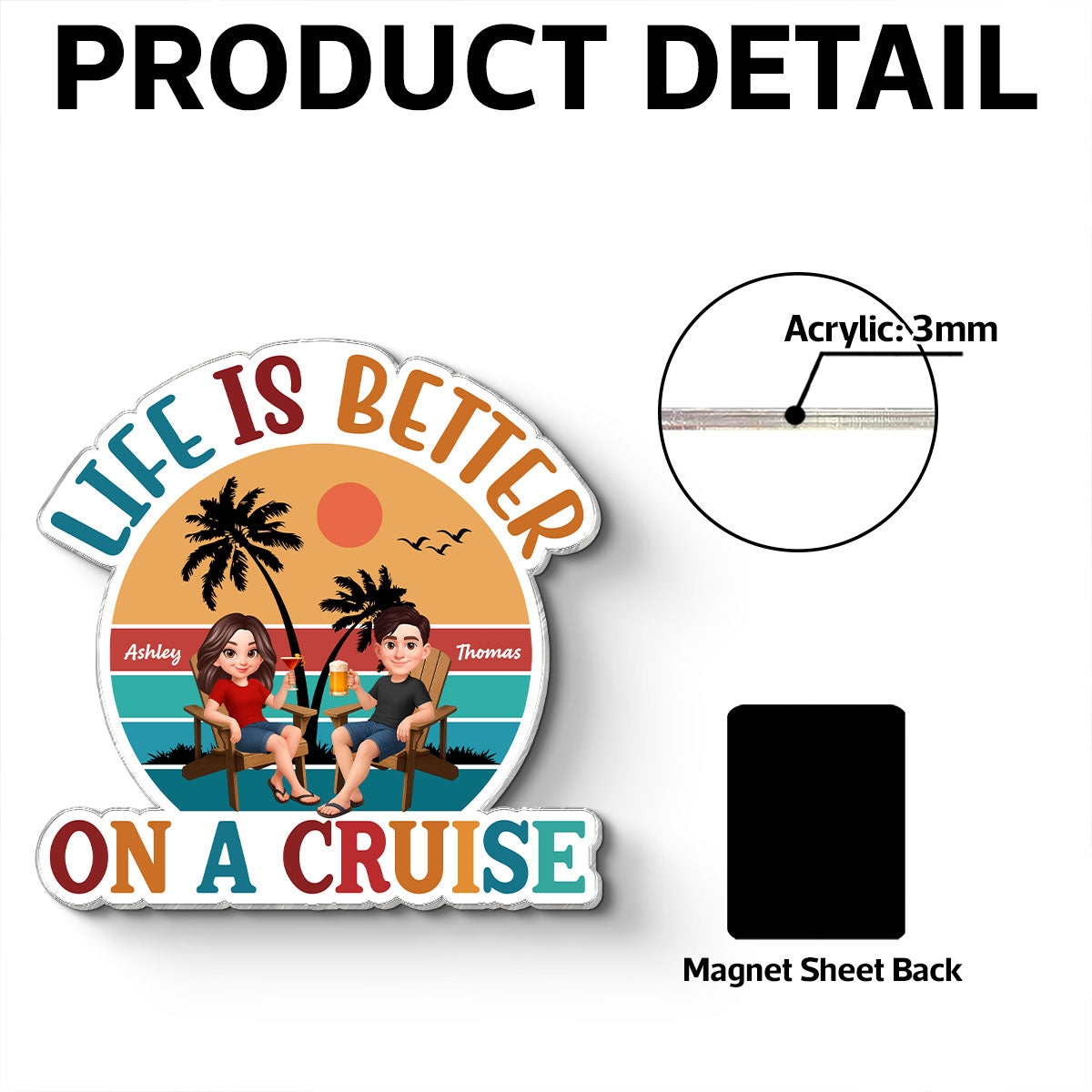 Couple Retro Life Is Better On A Cruise - Personalized Cruise Ship Door Magnet - Summer Cruise Ship Door Decorations