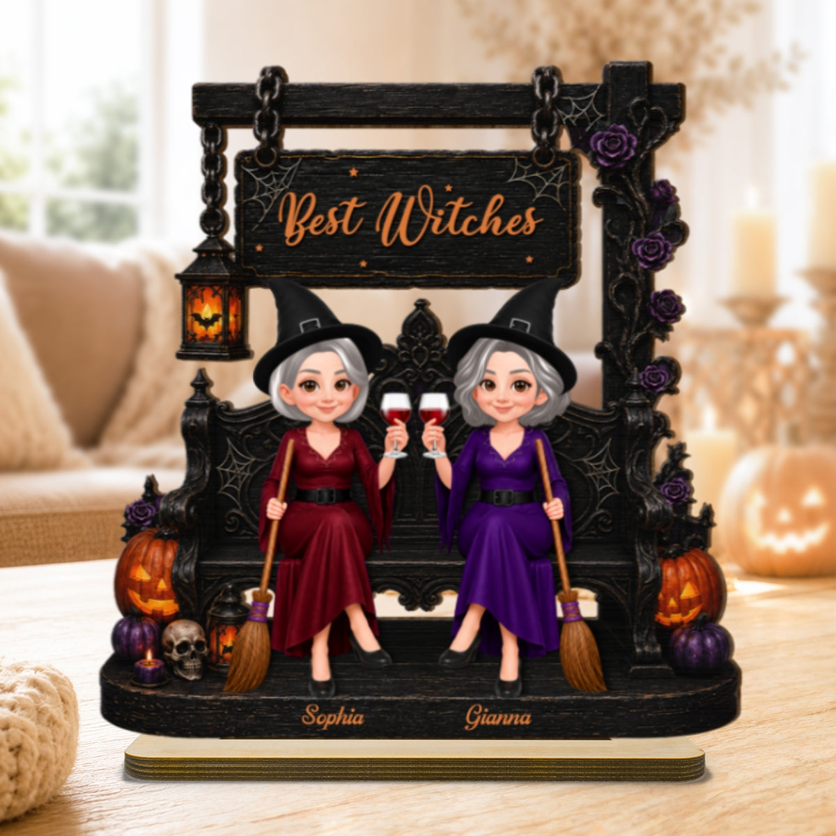 Best Witches Forever 2D Flat - Personalized Wooden Plaque - Halloween Gift For Best Friends