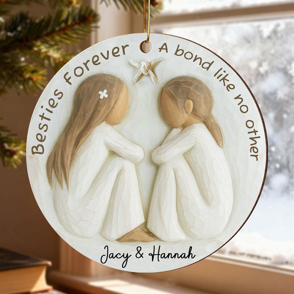 A Bond Like No Other Besties 3D Effect - Personalized Wooden Ornament - Gift For Best Friend