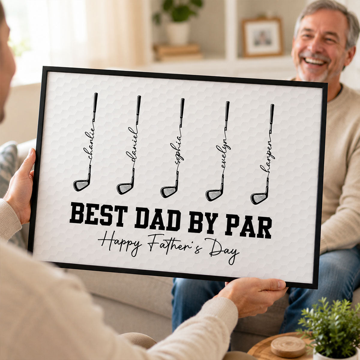 Golf Best Dad Grandpa By Par - Personalized Poster - Father's Day Gift For Dad, Grandpa