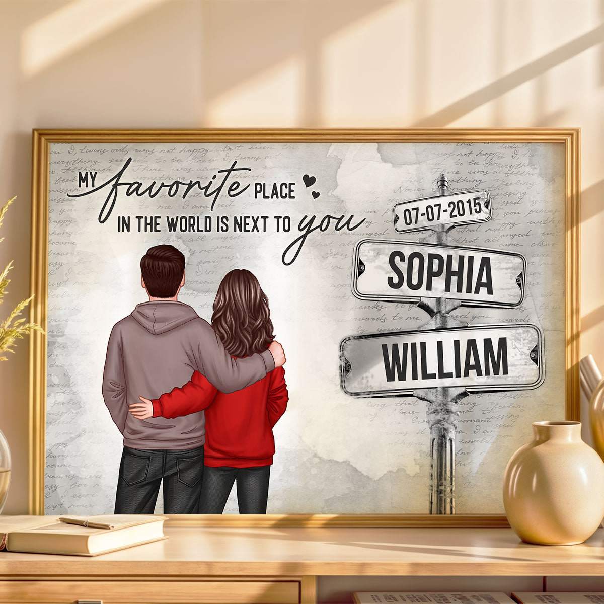 Couple Custom Name Sign Post - Personalized Poster - Perfect Gift for him, Gift for her