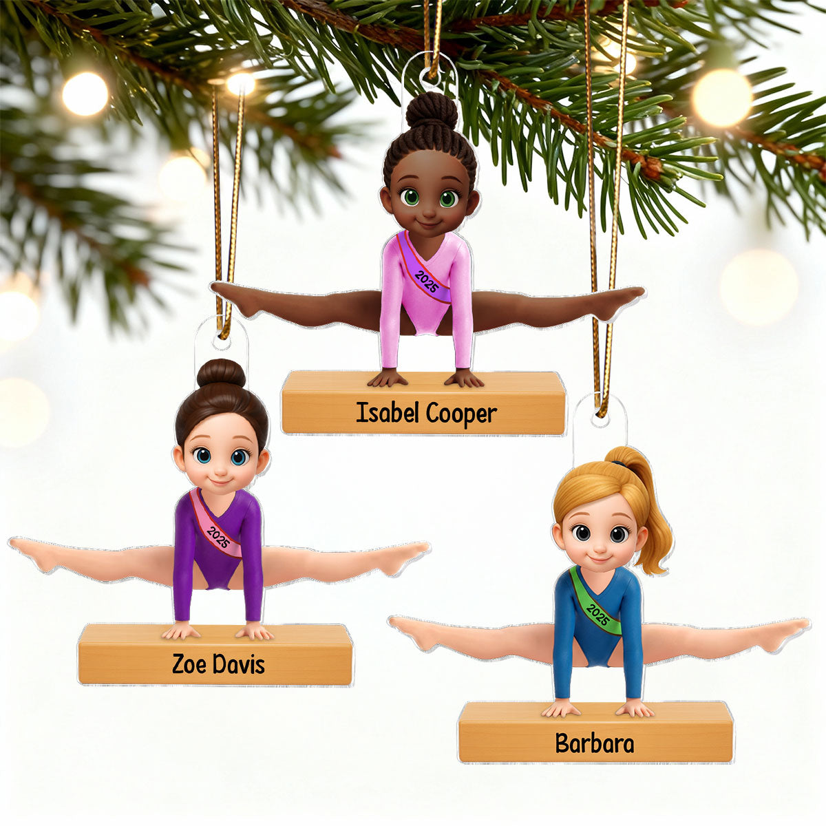 3D Effect Gymnastic Girl Straddle Split Pose - Personalized Acrylic Ornament - Gymnast Gift For Daughter, Granddaughter