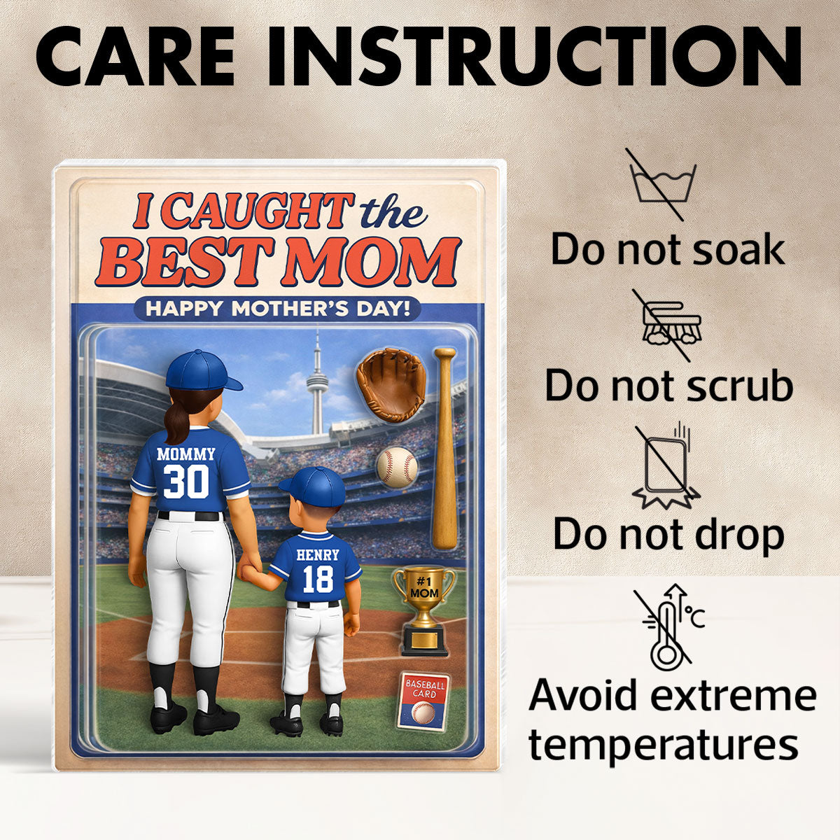 We Caught The Best Mom Action Figure - Personalized Acrylic Block Plaque - Gift For Baseball Mom, Gift For Wife