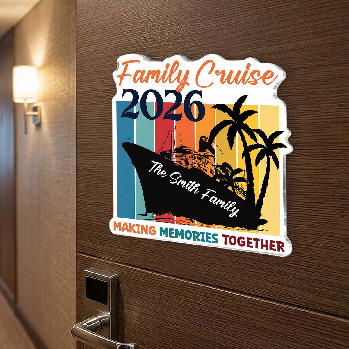 Family Retro Cruise Making Memories Together - Personalized Cruise Ship Door Magnet - Summer Cruise Ship Door Decorations
