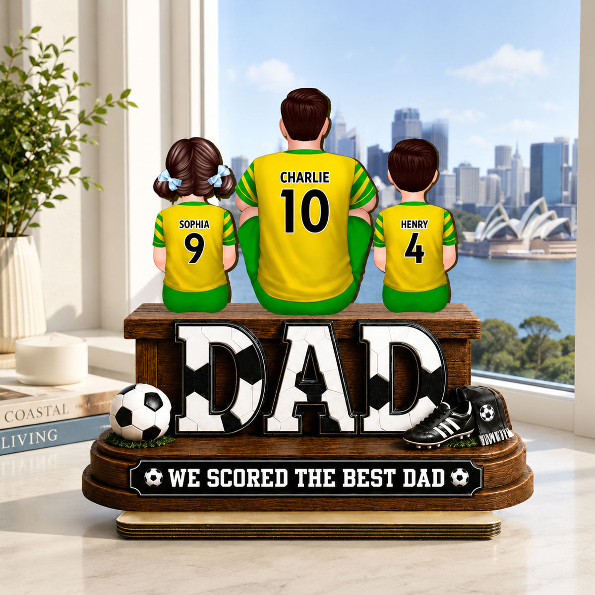 Trending Soccer Dad We Scored The Best Dad - Personalized 2-Layered Wooden Plaque - Gift For Dad, Husband, Soccer Lovers