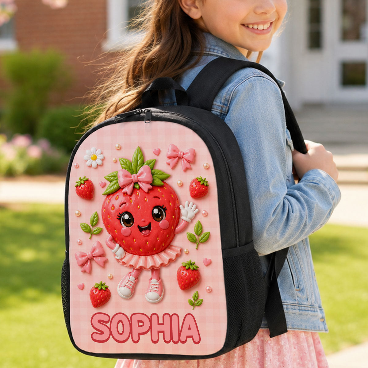 Cute Strawberry Banana - Personalized Backpack - Back To School Gift For Kids, Daughters, Sons, Grandkids