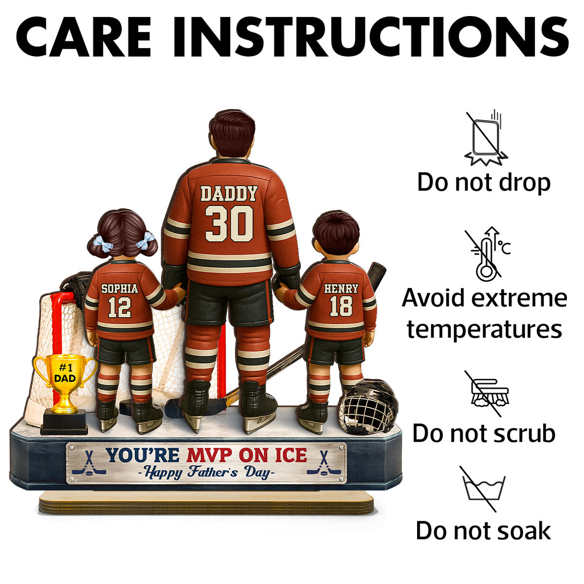 You're MVP On Ice Hockey Dad - Personalized 2-Layered Wooden Plaque - Gift For Hockey Dad, Gift For Husband