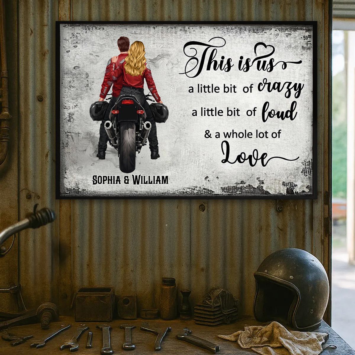 This is Us A Little Bit Crazy A Little Bit Loud Biker Couples - Personalized Poster - Anniversary Gift for him, for her