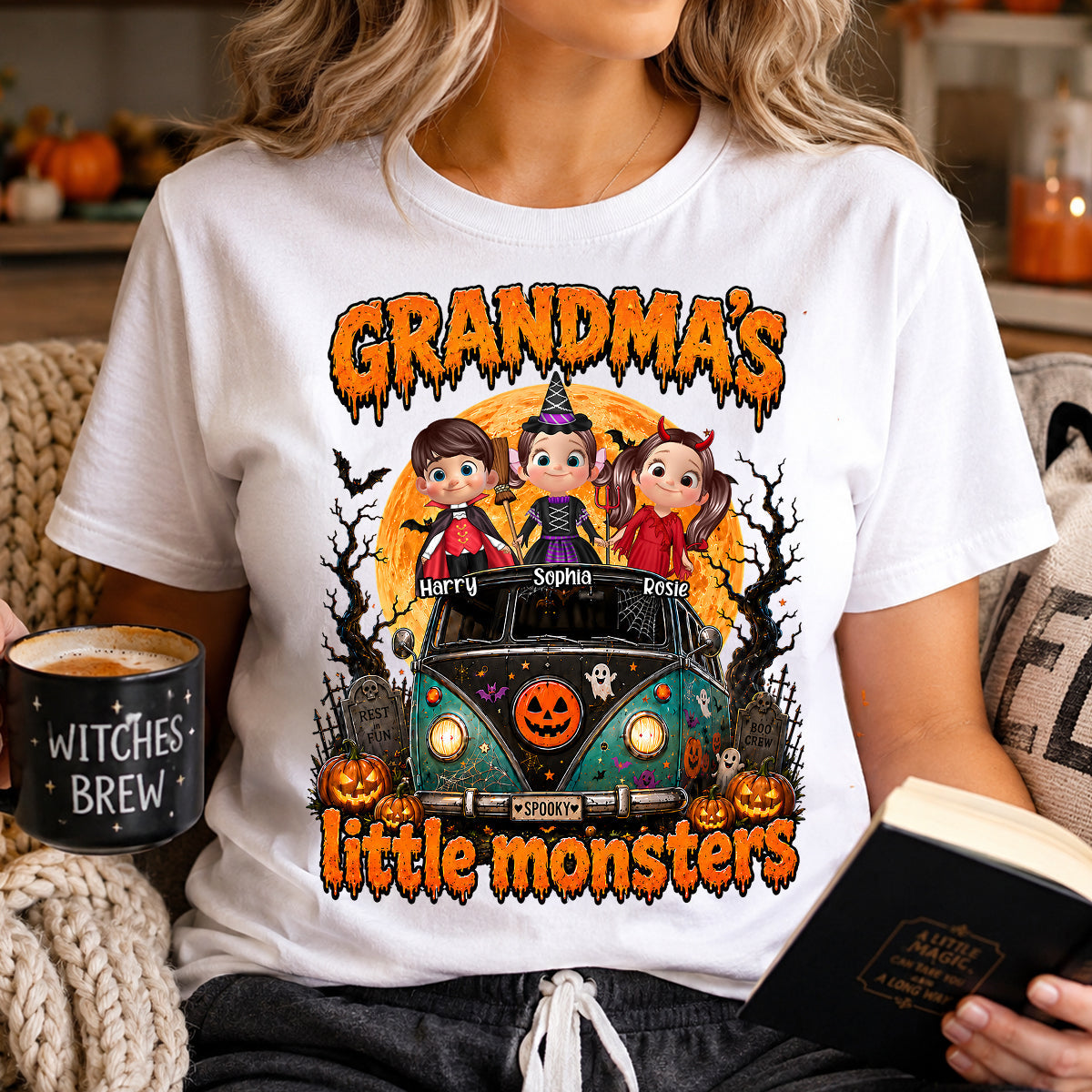 Grandma's Little Monsters - Personalized Shirt - Halloween Shirt for Grandma