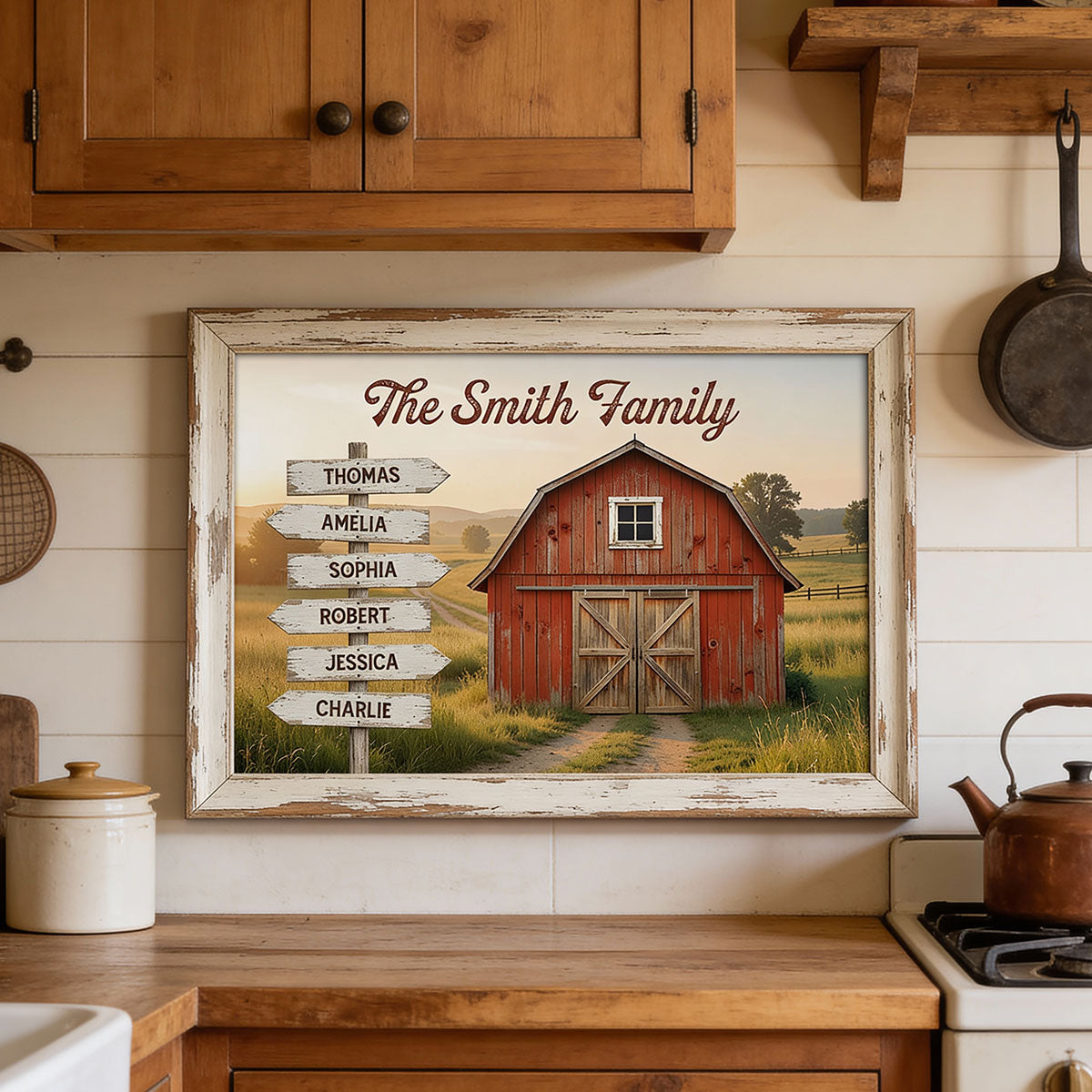Nostalgia Barn House Family Sign Posts - Personalized Poster - Gift For Family, Farmhouse Decor
