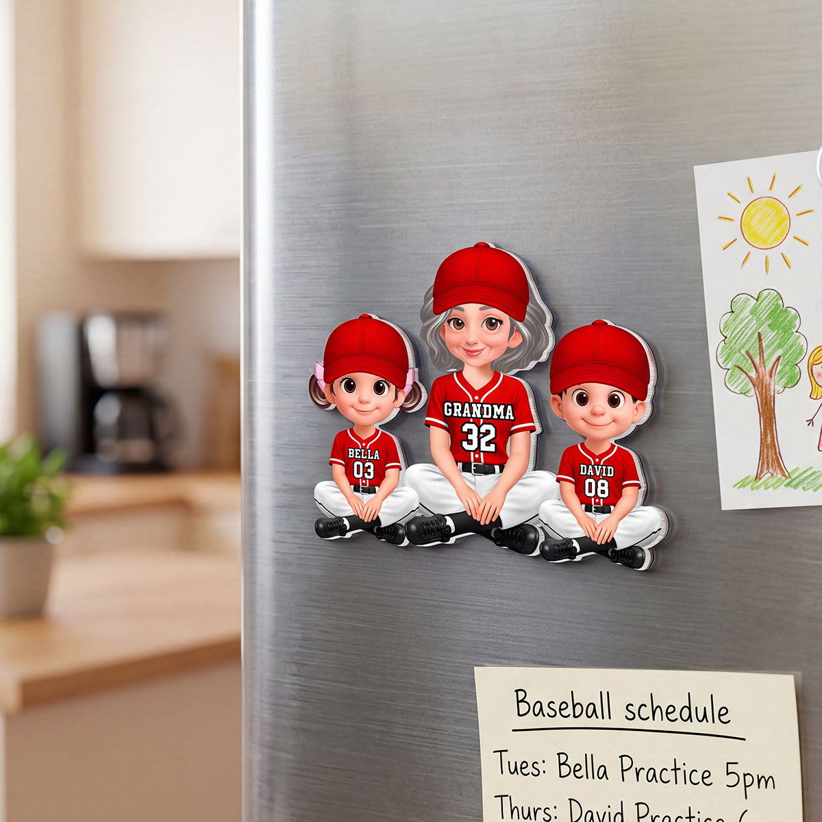 My Favorite Baseball Players Call Me Grandma - Personalized Acrylic Fridge Magnet - Mother's Day Gift For Grandma, Mom