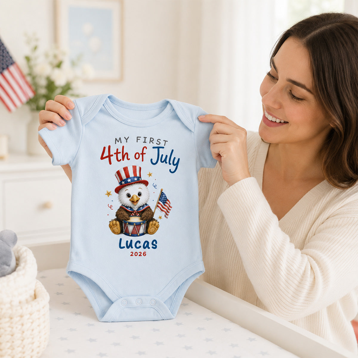 My First 4th Of July - Personalized Baby Apparel - 4th Of July Keepsake For Baby