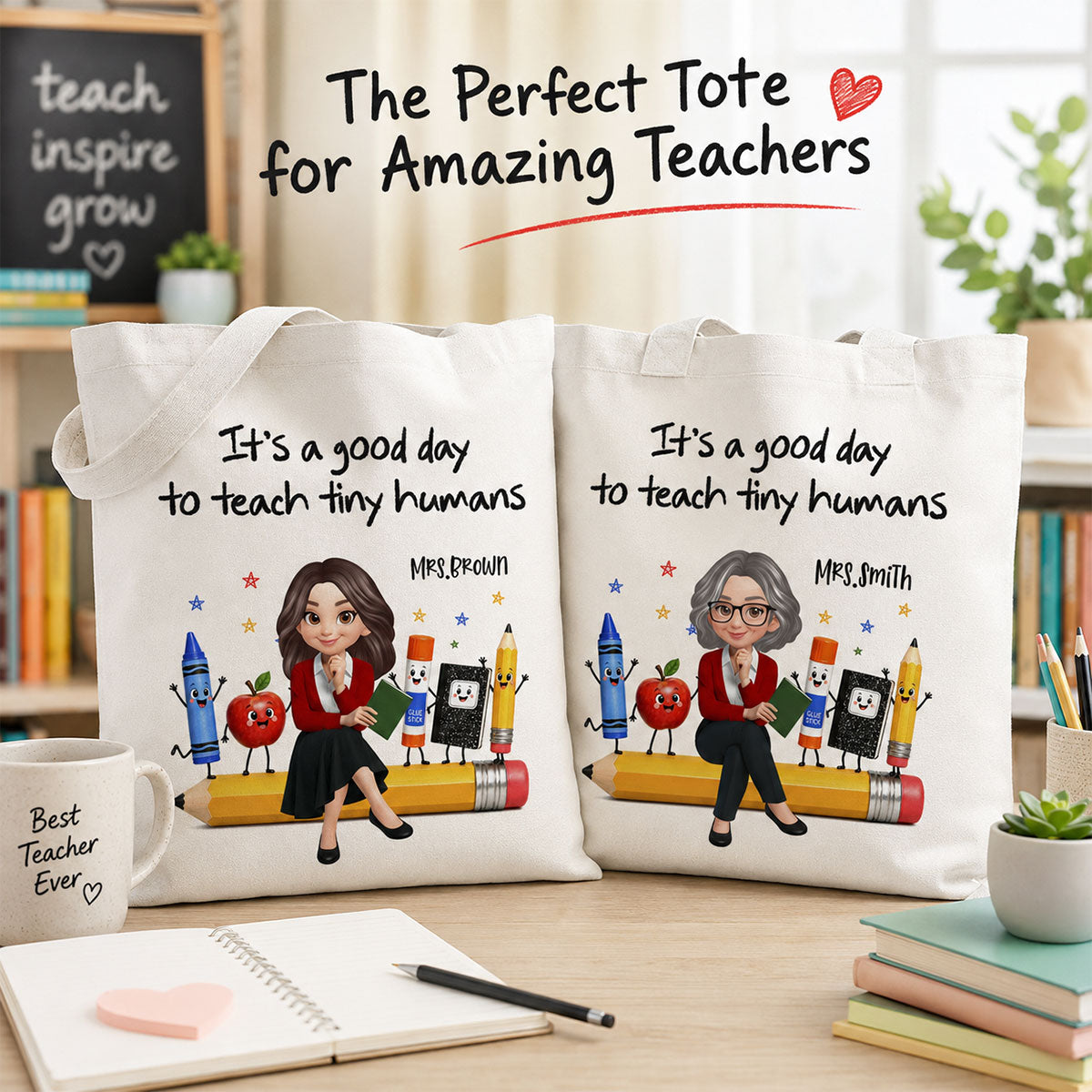 Funny Teacher Life It's A Good Day To Teach Tiny Humans - Personalized Tote Bag - Back To School Gift For Teacher
