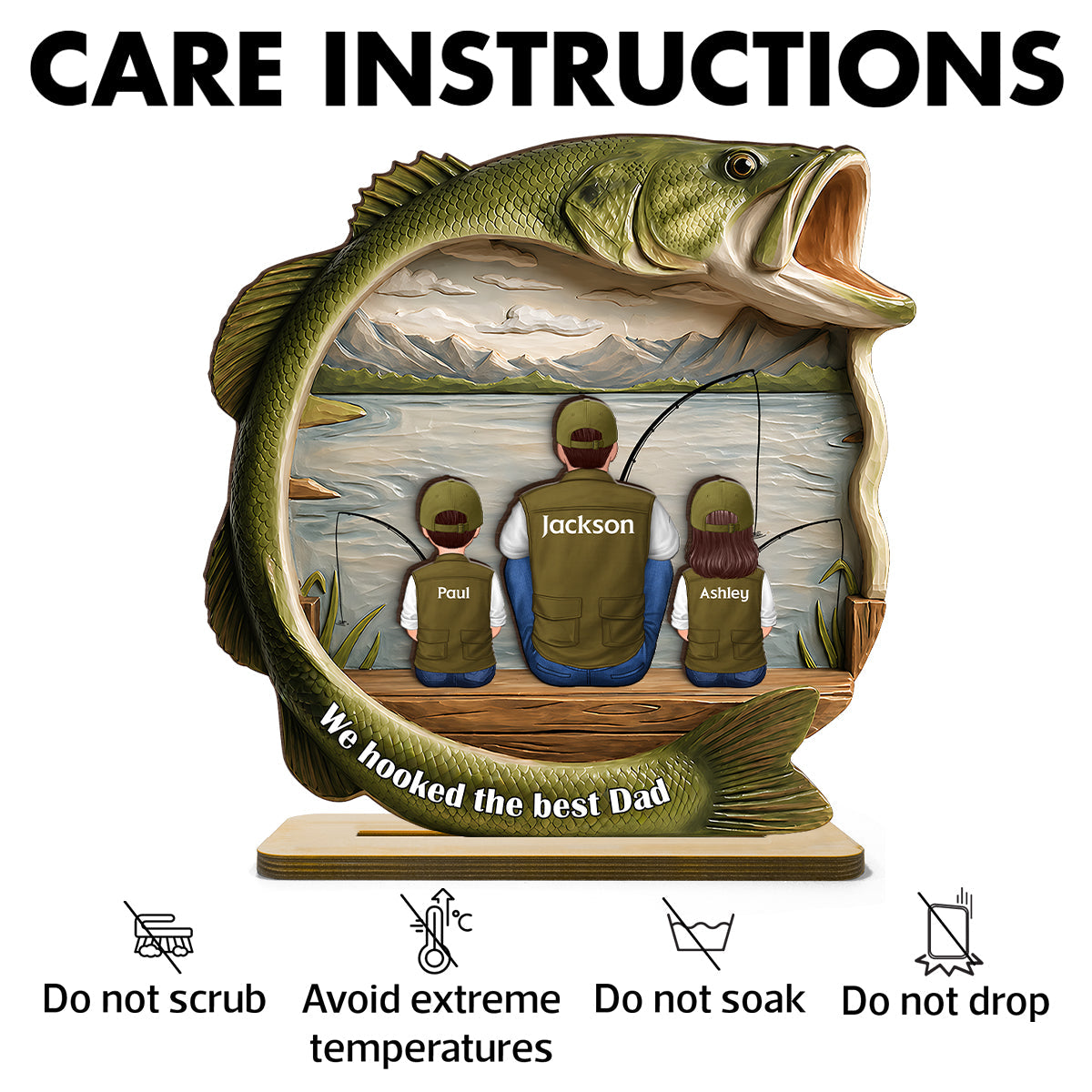 Best Catch Ever Dad Fishing - Personalized 2-Layered Wooden Plaque - Heartfelt Gift For Fishing Dad, Gift For Husband