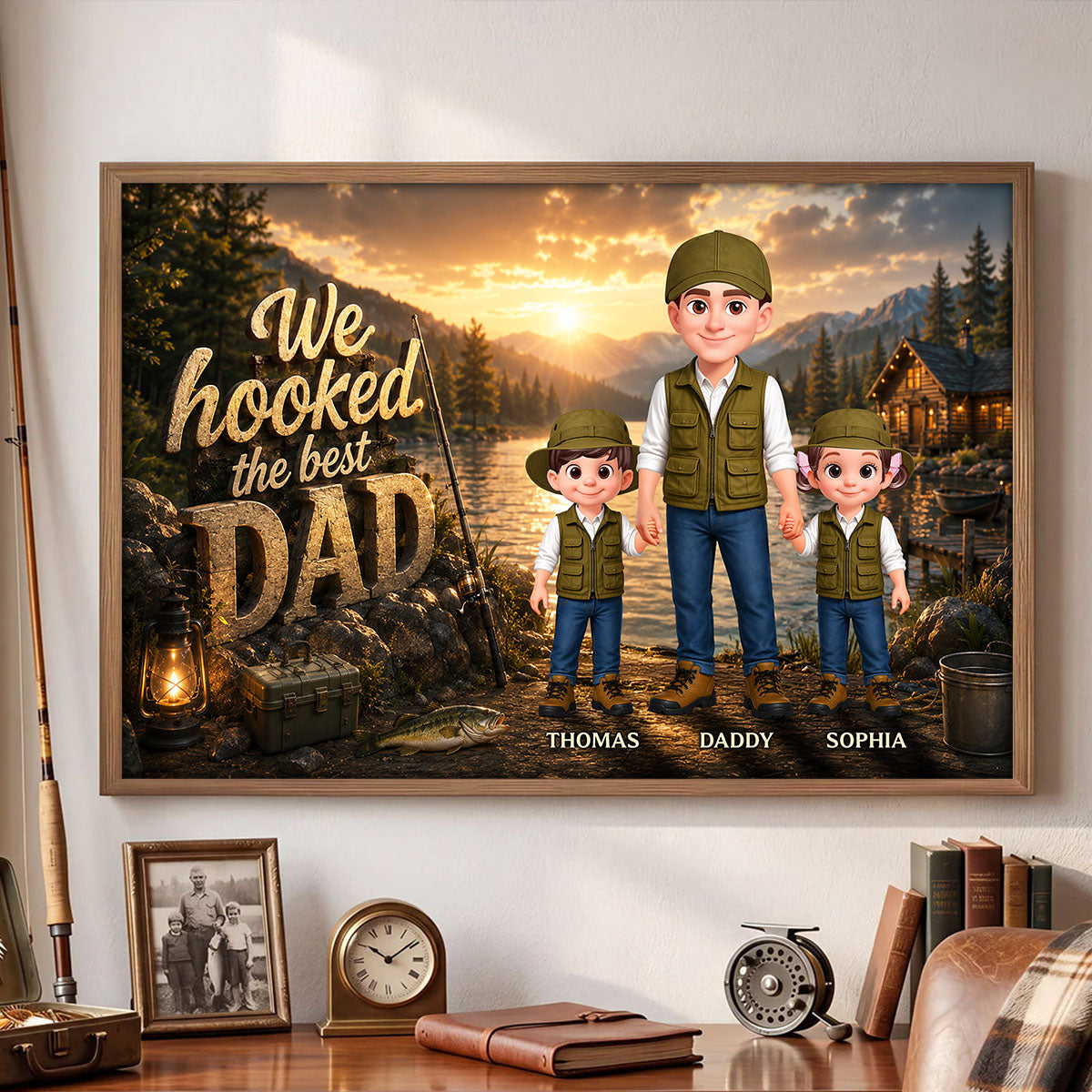 The Best Catch Dad Fishing - Personalized Poster - Father's Day Gift For Dad, Husband