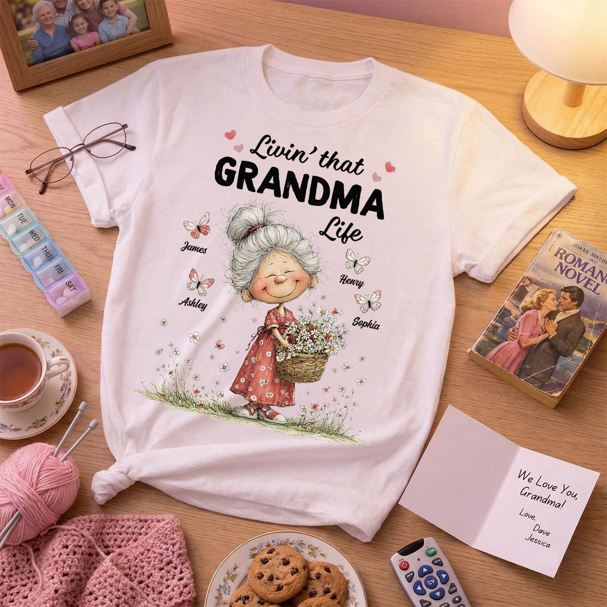 Livin' That Grandma Happy Life Whimsical Style - Personalized Shirt - Gift For Grandma, Mom