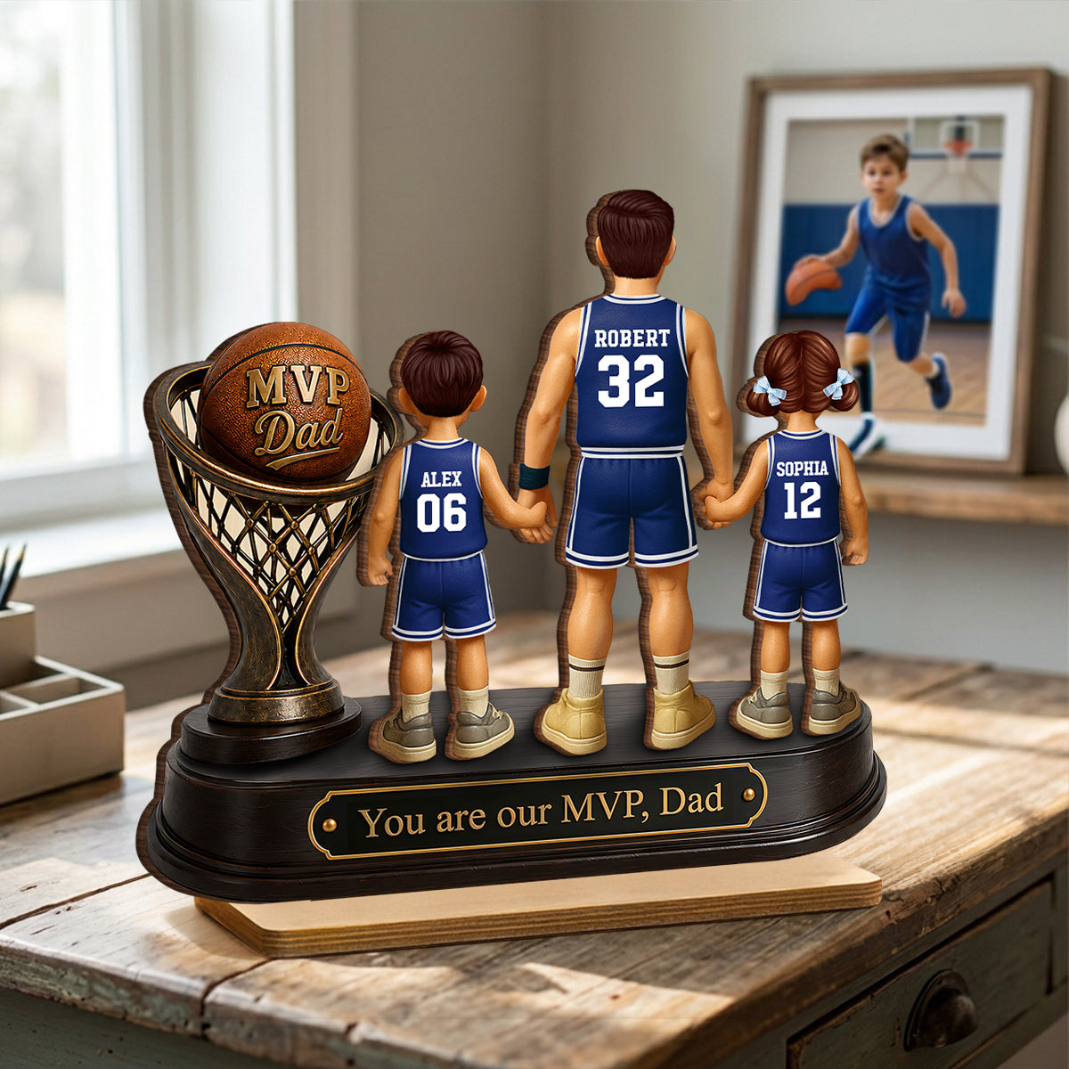 We Scored the Best Dad Basketball Trophy - Personalized 2-Layered Wooden Plaque -  Gift for Dad, Husband