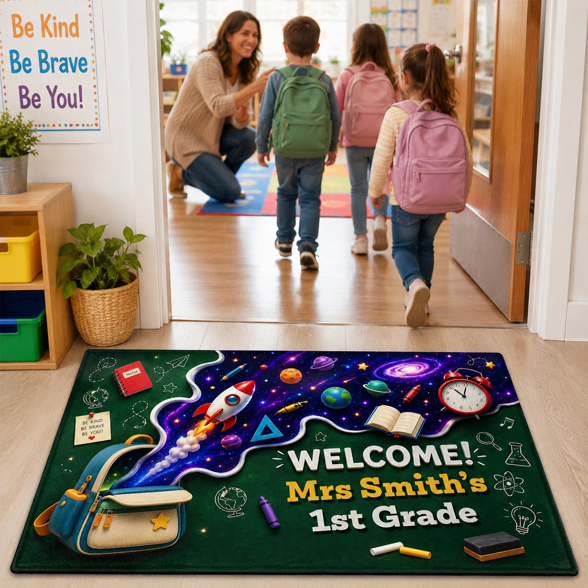 Out Of This World Adventure Welcome To Classroom - Personalized Doormat - Back To School Gift For Teacher, Classroom Decor