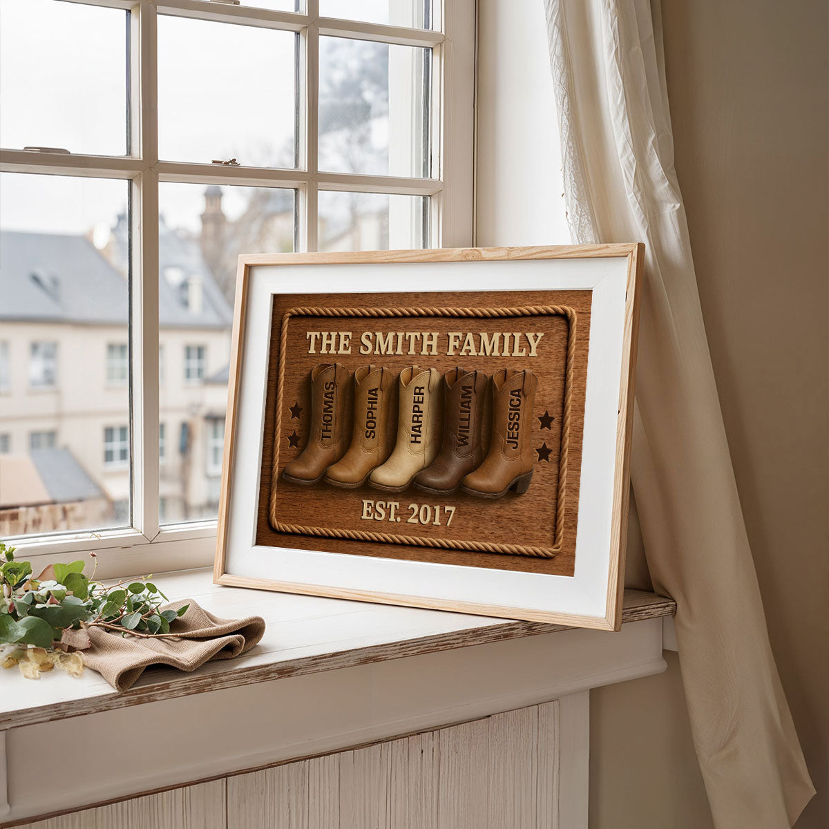Family Cowboy Boots - Personalized Poster - Gift For Family