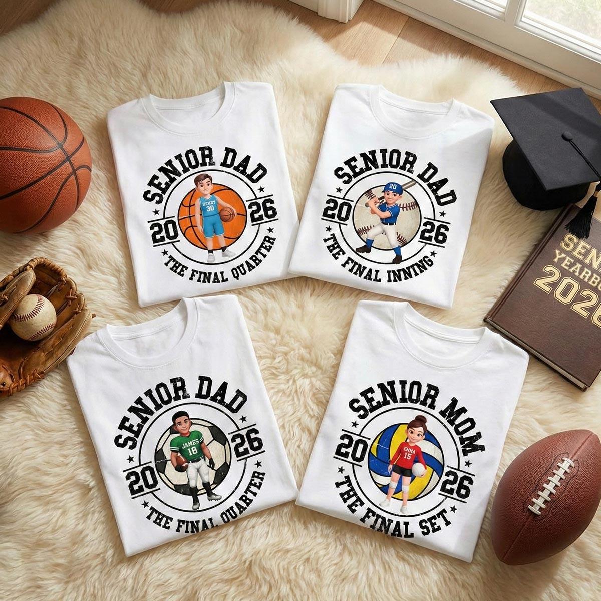 Sport Senior Proud Mom Dad Of Graduate - Personalized Shirt - Basketball, Baseball, Football