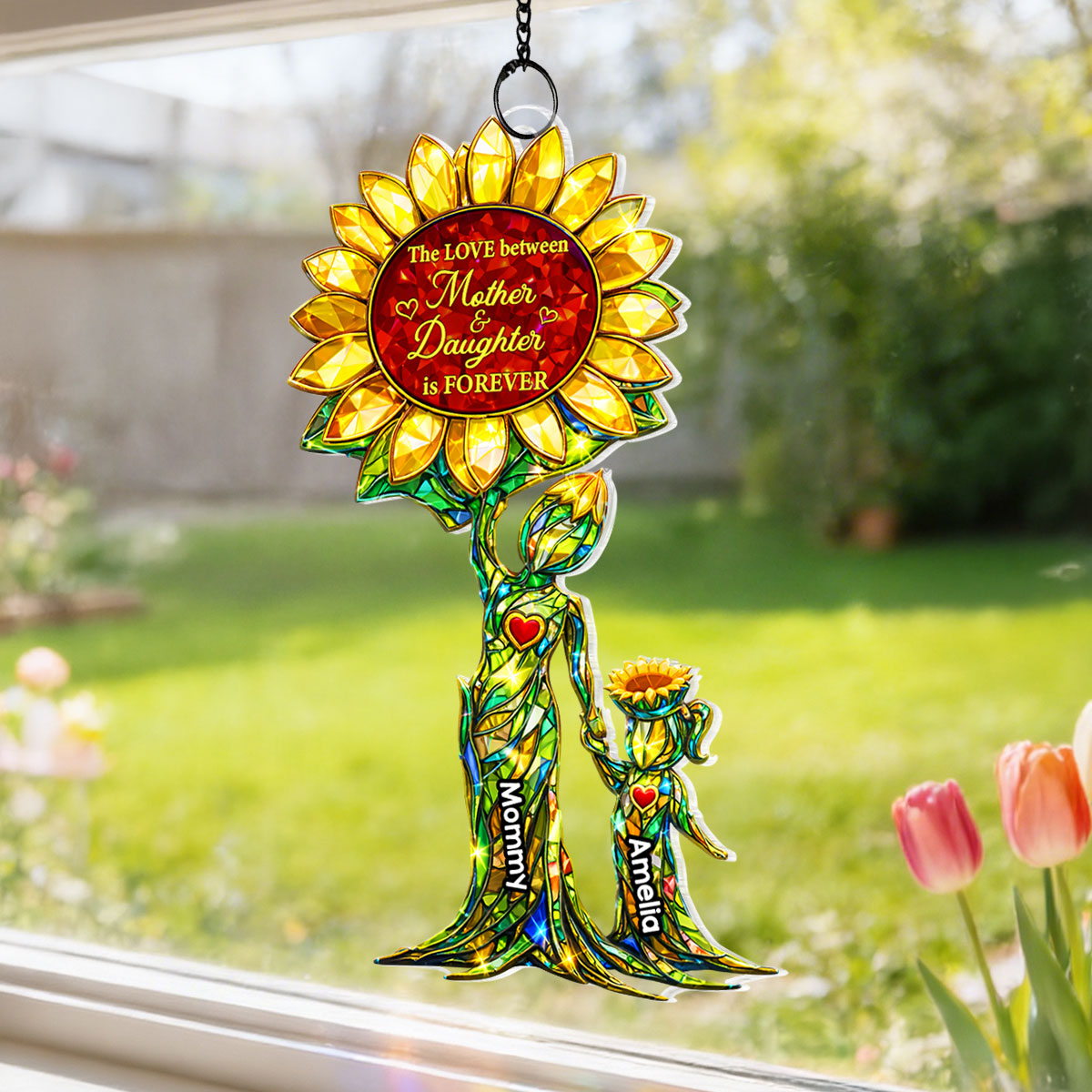 The Love Between Mother And Daughter is Forever - Personalized Suncatcher - Heartfelt Mother's Day Gift for Mom, Wife