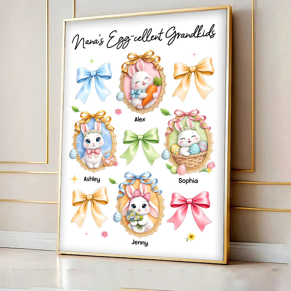 Nana's Egg-cellent Grandkids - Personalized Poster - Easter Decor Gift For Grandma