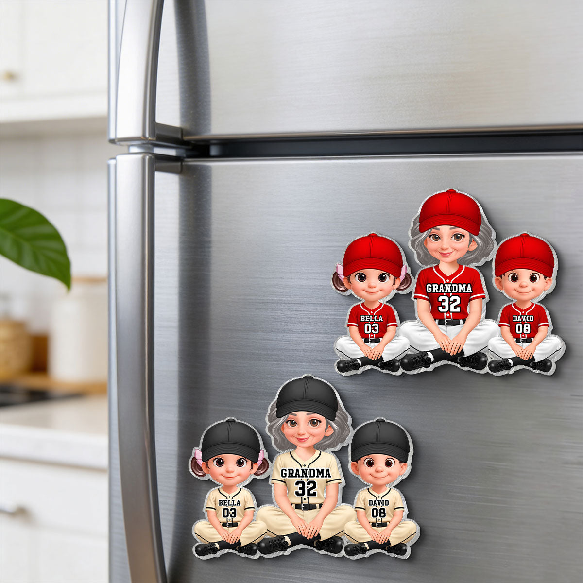 My Favorite Baseball Players Call Me Grandma - Personalized Acrylic Fridge Magnet - Mother's Day Gift For Grandma, Mom