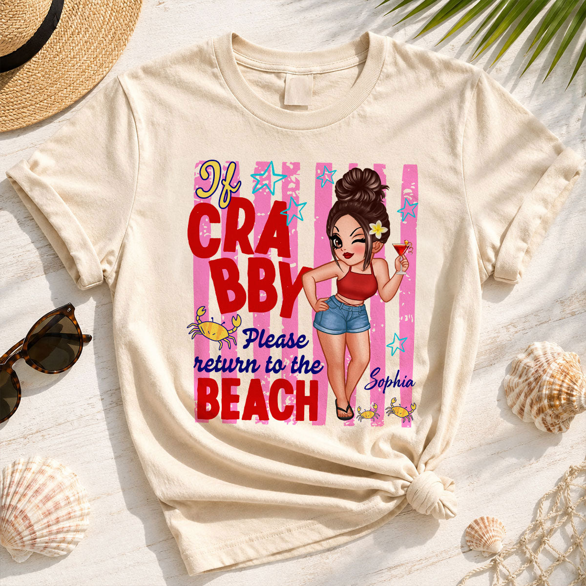 If Crabby Please Return to the Beach, Funny Sassy Summer Vacation Tee - Personalized Shirt