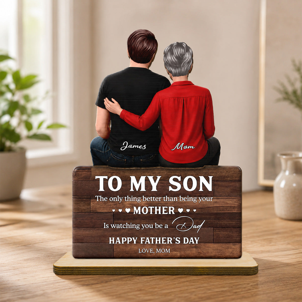 To My Son Happy  2D Flat - Personalized Wooden Plaque - Heartfelt  Gift For Son