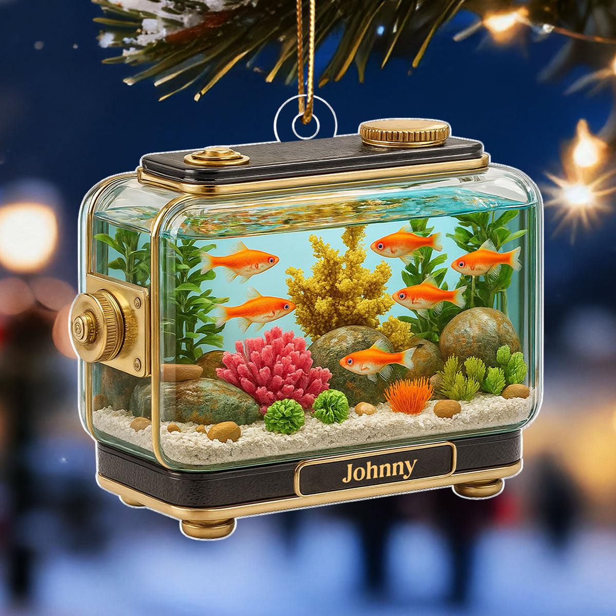 Retro Aquarium Fish Tank - Personalized Acrylic Ornament - Christmas Decor Gift for Fish Lovers, Gift for Office, Home Decor 2025