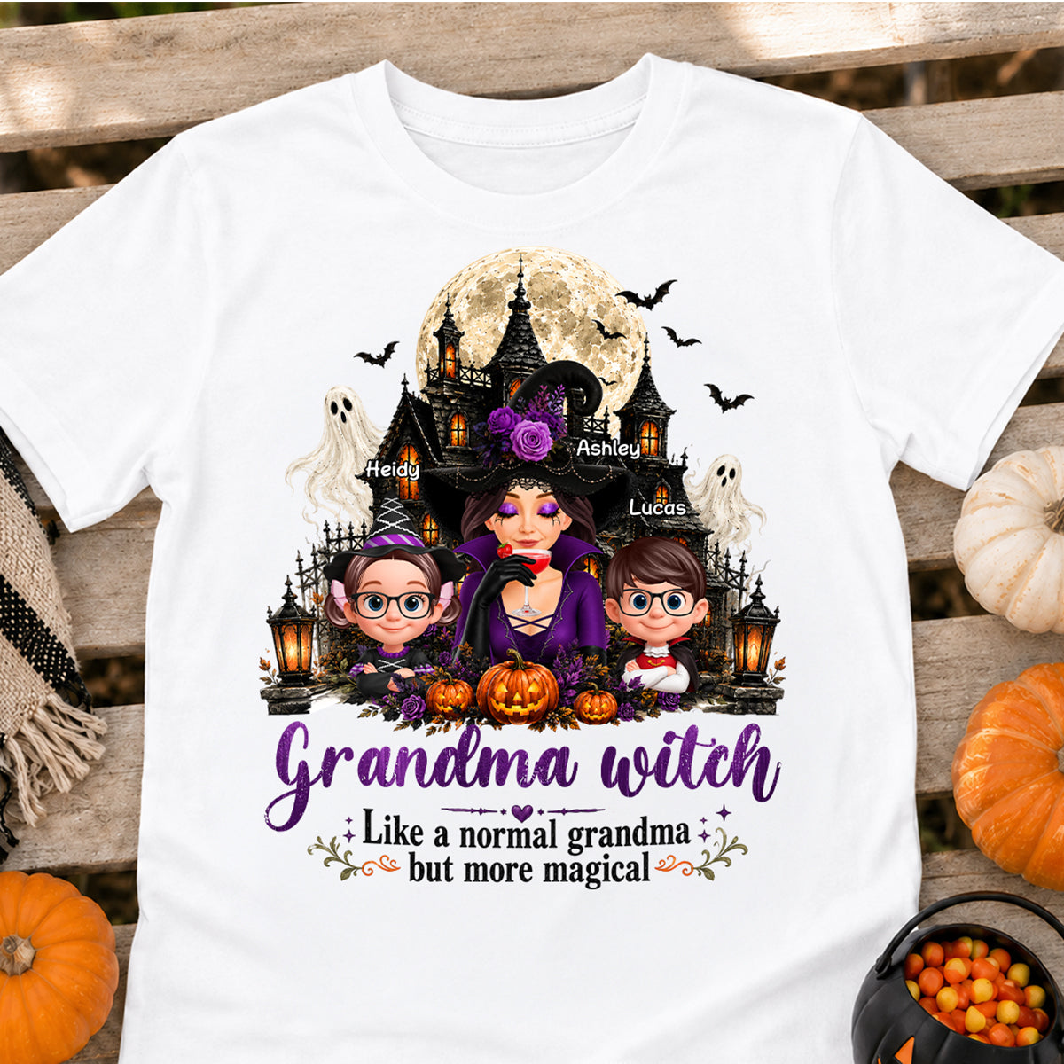 Grandma Witch More Magical - Personalized Shirt - Trendy Halloween Tee for Grandma