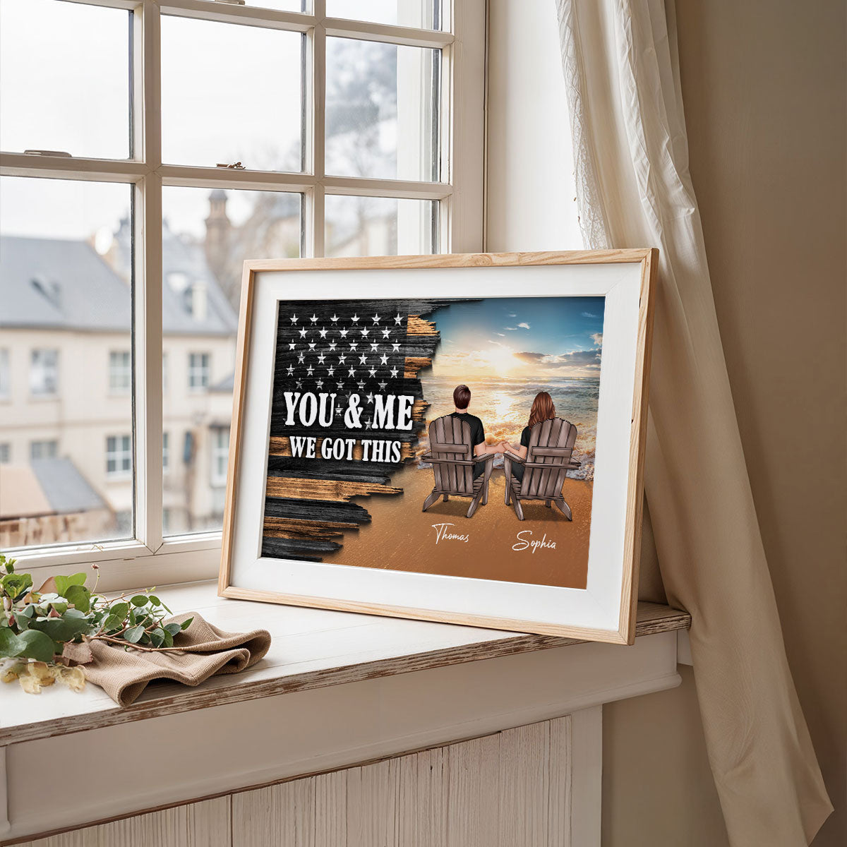 Eternal Love Beach Landscape You & Me We Got This Couple Half Nation Flag - Personalized Poster - Valentine's Day Gift For Couple