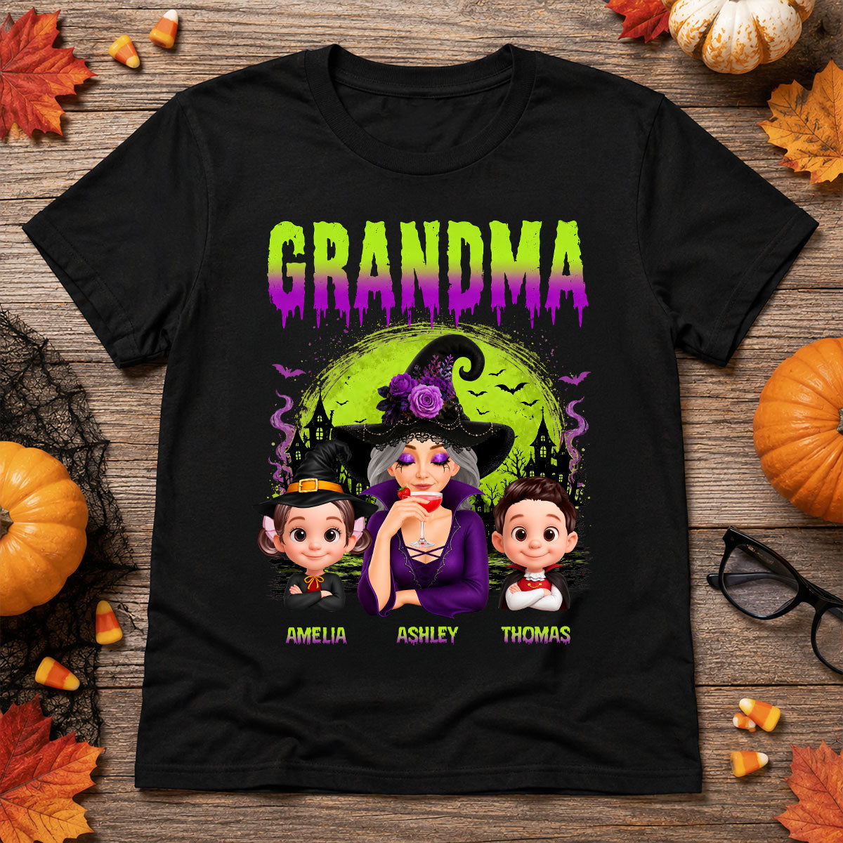 Grandma Mom Witch Halloween - Personalized Shirt - Trendy Halloween Gift for Her