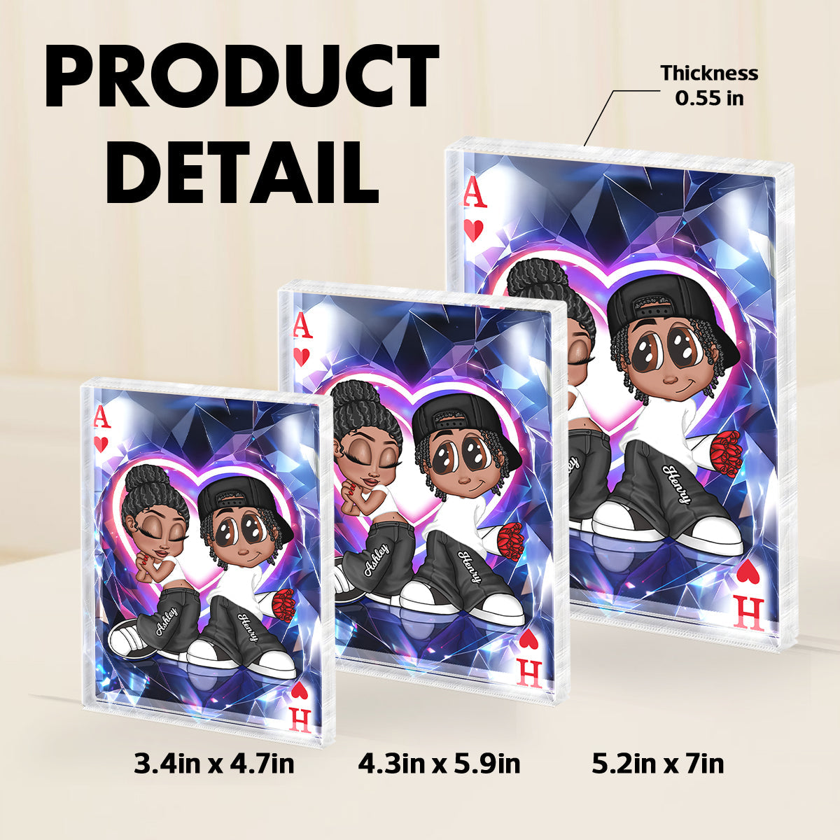Y2K Couple King Queen Card - Personalized Acrylic Block Plaque - Heartfelt Valentine's Day Gift for Her, for Him
