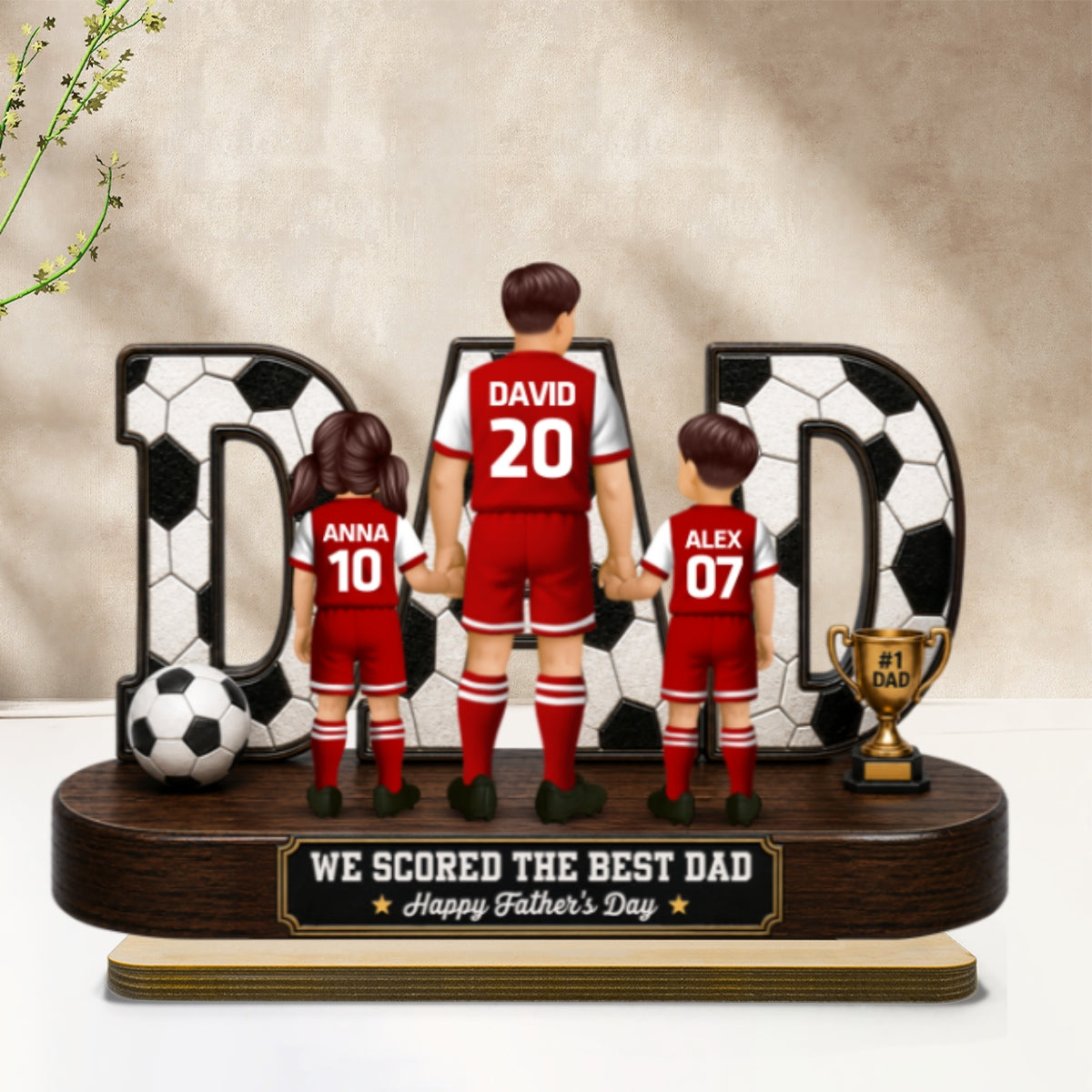 Soccer Dad Legend We Scored The Best Dad Back View - Personalized 2-Layered Wooden Plaque -  Gift For Dad, Husband, Soccer Lovers
