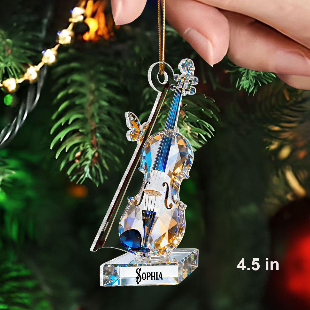 Violin Music Crystal Effect - Personalized Acrylic Ornament - Unique Christmas Gift For Violinist
