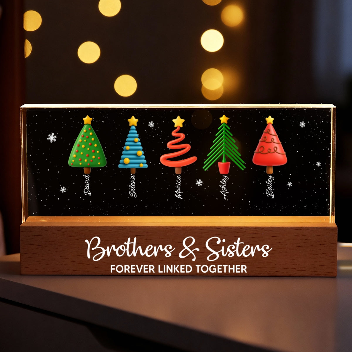 Brothers & Sisters Forever Linked Together - Personalized LED Night Light - Unique Christmas Gift For Brothers, Sisters, Siblings