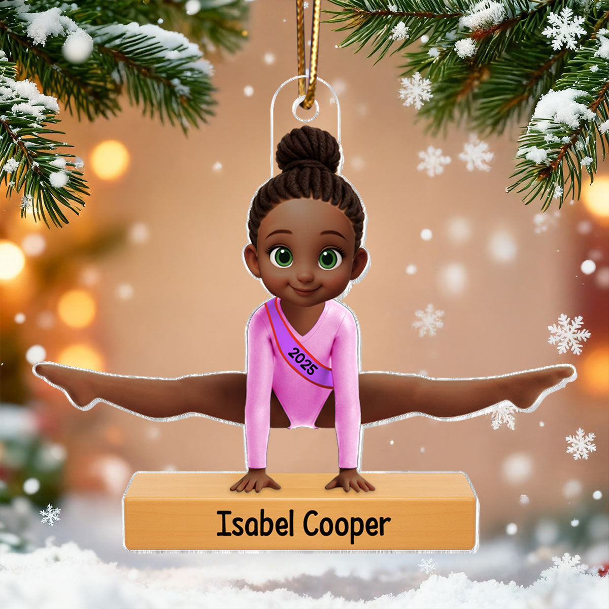 3D Effect Gymnastic Girl Straddle Split Pose - Personalized Acrylic Ornament - Gymnast Gift For Daughter, Granddaughter