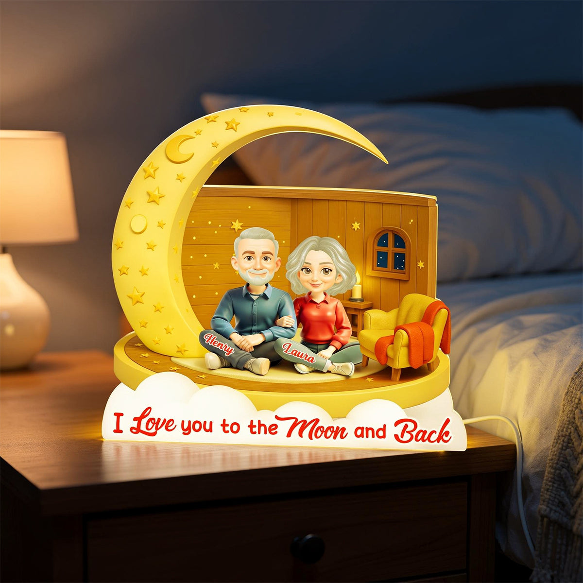 I Love You To The Moon And Back - Personalized Light Box - Gift for Couple, for Him, for Her