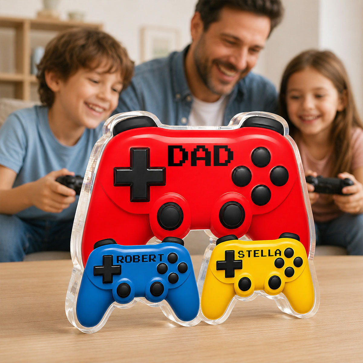 Gamer Dad Controllers - Personalized Acrylic Block Plaque -  Gift For Dad, Husband, Gamers