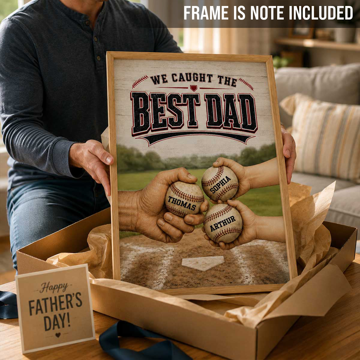 We Caught The Best Dad Baseball Fist Bump - Personalized Poster - Father's Day Gift For Dad