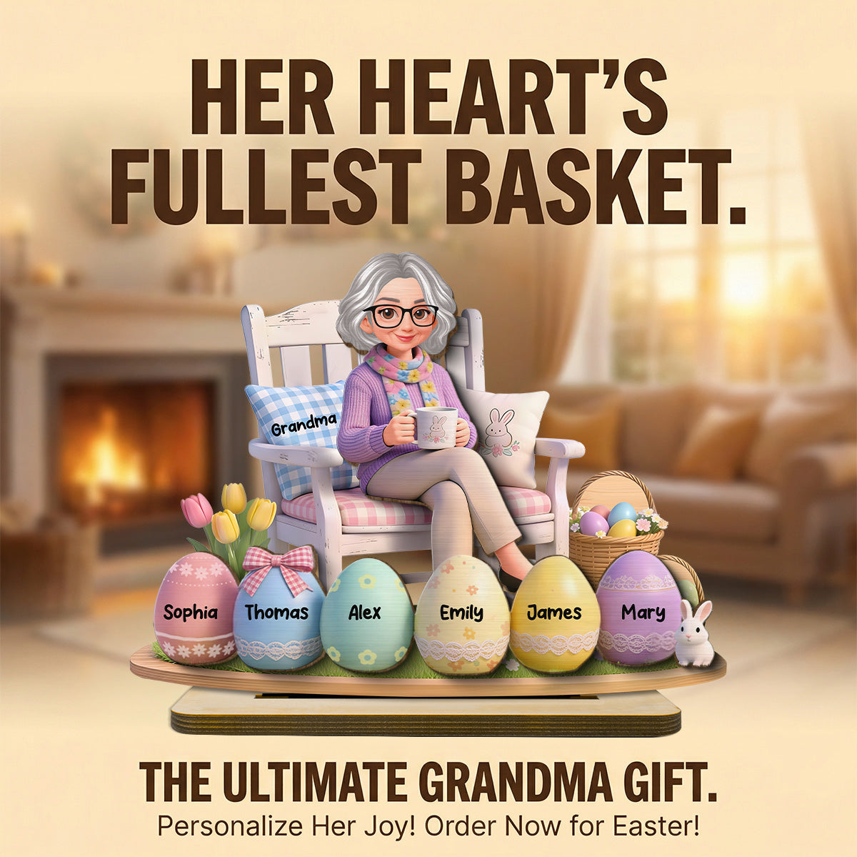 Grandma Little Easter Eggs - Personalized 2-Layered Wooden Plaque - Gift For Grandma