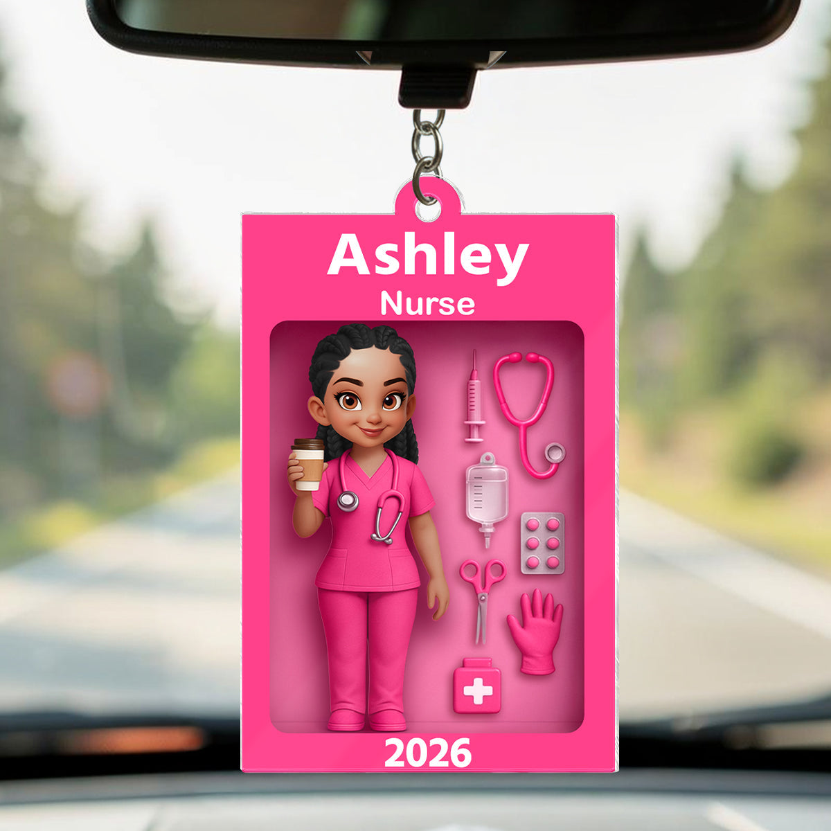 Nurse In Toy Box - Personalized Car Hanger - Special Gift For Nurse, For Co-workers
