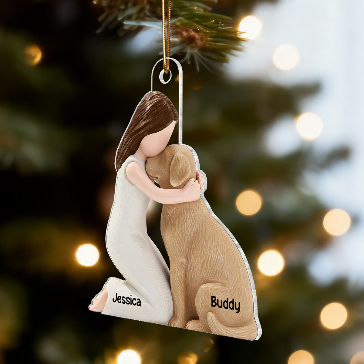 3D Effect Girl & Her Dog My Forever Best Friend - Personalized Acrylic Ornament
