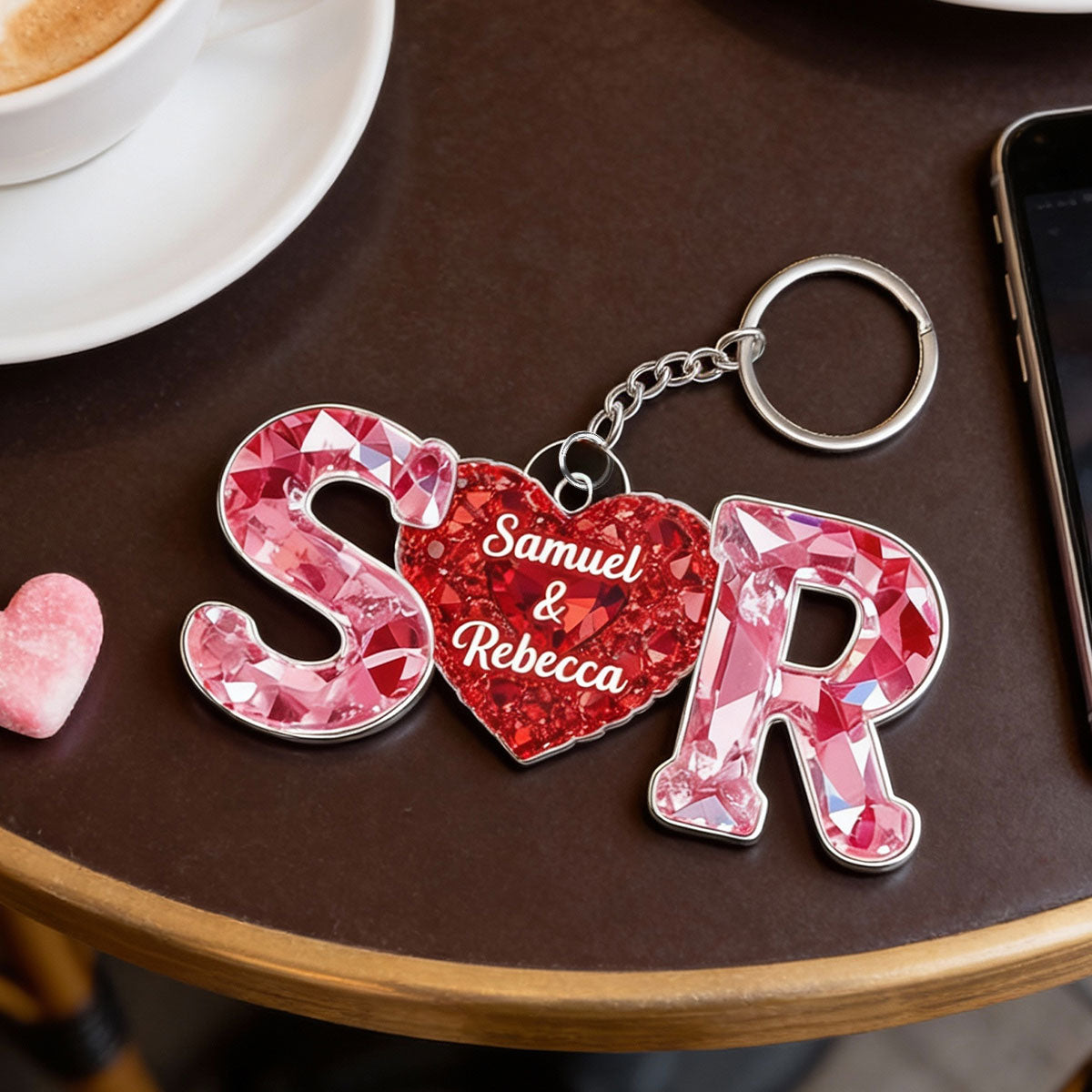 Couple Love Initial - Personalized Acrylic Keychain - Sentimental Anniversary, Valentine's Day Gift for her, for him